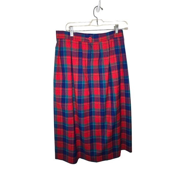 Vintage Pendleton wool skirt plaid NWOT midi length red, blue - Picture 2 of 6